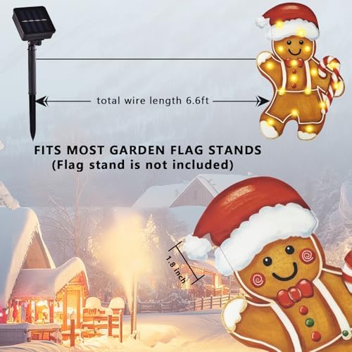 Lighted Christmas Gingerbread Garden Flag Decor, 12x18 In, alternate view 6