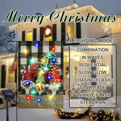 Lighted Christmas Gnomes Garden Flag Outdoor Decor, 12x18 In, alternate view 2