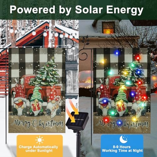 Lighted Christmas Gnomes Garden Flag Outdoor Decor, 12x18 In, alternate view 4