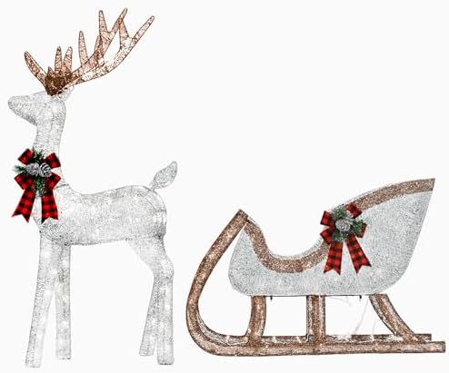 Lighted Christmas Reindeer & Sleigh, alternate view 2