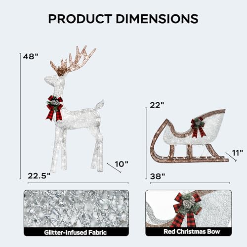 Lighted Christmas Reindeer & Sleigh, alternate view 4