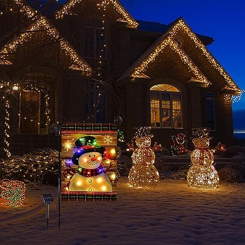 Lighted Christmas Snowman Garden Flag Outdoor Decor, 28x40 In, alternate view 4