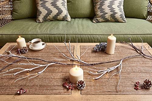 Lighted Garland Snow Flocked with Timer 6FT 48 LED Battery Operated Pre-lit Twig Vine Firepalce Mantle Table, alternate view