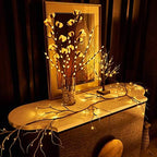 Lighted Garland Snow Flocked with Timer 6FT 48 LED Battery Operated Pre-lit Twig Vine Firepalce Mantle Table, alternate view