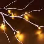 Lighted Garland Snow Flocked with Timer 6FT 48 LED Battery Operated Pre-lit Twig Vine Firepalce Mantle Table, alternate view