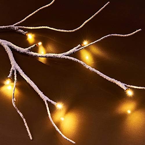Lighted Garland Snow Flocked with Timer 6FT 48 LED Battery Operated Pre-lit Twig Vine Firepalce Mantle Table, alternate view