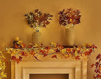 Lighted Maple Leaf Garland with Timer 6FT 24 Warm White LED, Fall Garland with Lights Battery Operated for, alternate view 3