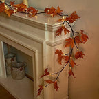 Lighted Maple Leaf Garland with Timer 6FT 24 Warm White LED, Fall Garland with Lights Battery Operated for, alternate view 4