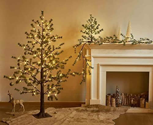Lighted Pine Garland Battery Operated with Timer 6FT 48 Lights, Christmas Garland with Lights for Indoor Outdoor, alternate