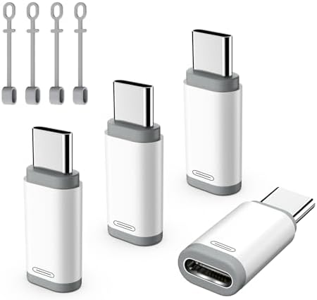 Lighting Female to USB C Male Adapter with Anti-Lost Loop, White in White