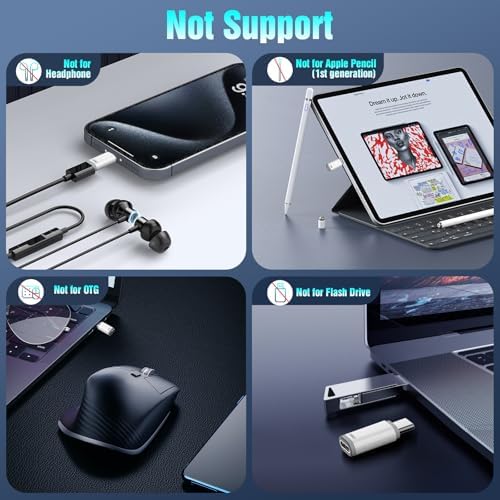 Lighting Female to USB C Male Adapter with Anti-Lost Loop, White in White, alternate view 2