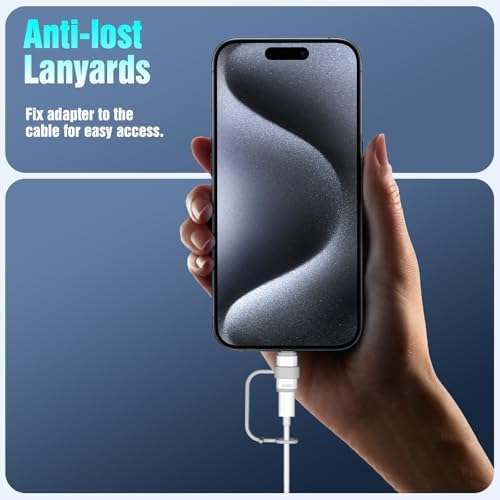 Lighting Female to USB C Male Adapter with Anti-Lost Loop, White in White, alternate view 5