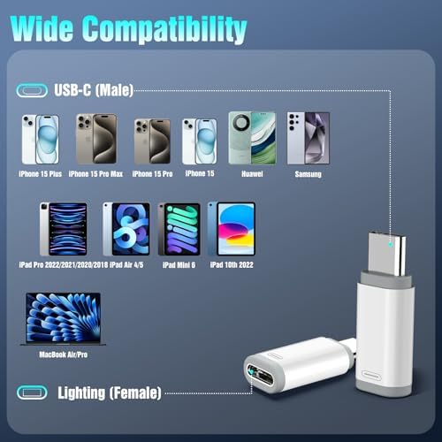 Lighting Female to USB C Male Adapter with Anti-Lost Loop, White in White, alternate view 6