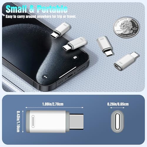 Lighting Female to USB C Male Adapter with Anti-Lost Loop, White in White, alternate view 7