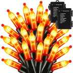 Lights Battery Operated, 50LED 16ft Outdoor Mini String Lights with 8 Modes & Timer, Black Wire Fairy Lights for