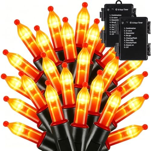 Lights Battery Operated, 50LED 16ft Outdoor Mini String Lights with 8 Modes & Timer, Black Wire Fairy Lights for