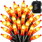 Lights Battery Operated, 50LED 16ft Outdoor Mini String Lights with 8 Modes & Timer, Black Wire Fairy Lights for