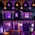 Lights Outdoor Decorations 13.8ft 200 LED String Lights with 11 Spiders, Curtain Fairy Light with 8 Modes for