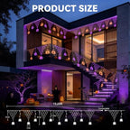 Lights Outdoor Decorations 13.8ft 200 LED String Lights with 11 Spiders, Curtain Fairy Light with 8 Modes for, alternate view