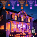 Lights Outdoor Decorations 218 LED 13.8ft Orange and Purple Fairy Lights with 11 Drops, Connectable Curtain