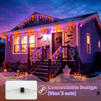 Lights Outdoor Decorations 218 LED 13.8ft Orange and Purple Fairy Lights with 11 Drops, Connectable Curtain, alternate view 4
