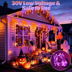 Lights Outdoor Decorations 218 LED 13.8ft Orange and Purple Fairy Lights with 11 Drops, Connectable Curtain, alternate view 6