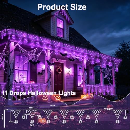 Lights, Spider Web Decorations, 8 Modes 218 LED Connectable Waterproof Green Wire Decorative String Lights with, alternate