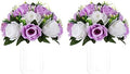 Lilac & White Flower Balls: Artificial Rose Centerpieces for Tables in Lilac & White