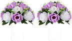 Lilac & White Flower Balls: Artificial Rose Centerpieces for Tables in Lilac & White