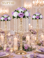 Lilac & White Flower Balls: Artificial Rose Centerpieces for Tables in Lilac & White, alternate view 2
