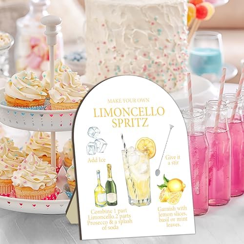 Limoncello Spritz Bar Sign, Cocktail Bar Recipe Sign for Bridal Shower, Bachelorette Party Table Signs, Homemade, alternate