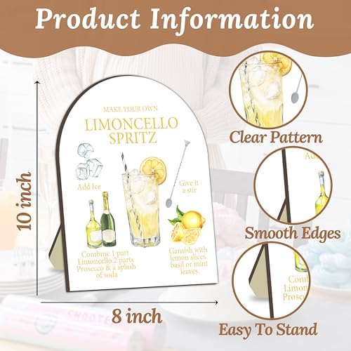 Limoncello Spritz Bar Sign, Cocktail Bar Recipe Sign for Bridal Shower, Bachelorette Party Table Signs, Homemade, alternate