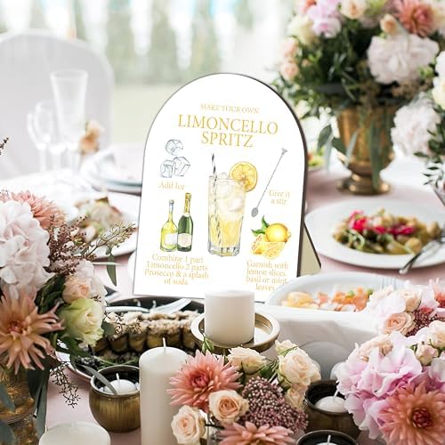 Limoncello Spritz Bar Sign, Cocktail Bar Recipe Sign for Bridal Shower, Bachelorette Party Table Signs, Homemade, alternate