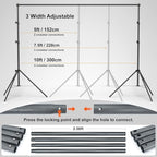 Lincostore Backdrop Support Stand Kit 10x7.1ft Adjustable Photography Studio Photo Background Support System, alternate view