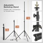 Lincostore Backdrop Support Stand Kit 10x7.1ft Adjustable Photography Studio Photo Background Support System, alternate view