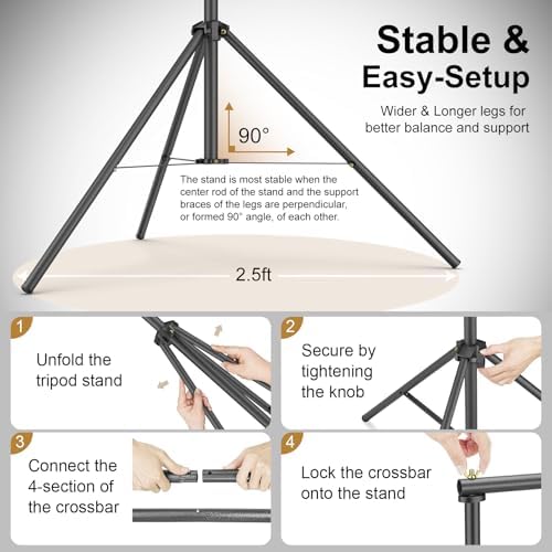 Lincostore Backdrop Support Stand Kit 10x7.1ft Adjustable Photography Studio Photo Background Support System, alternate view