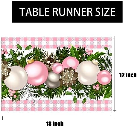 Linen Pink and White Buffalo Check Plaid Christmas Placemats Set of 4 Farmhouse Winter Christmas Xmas Holiday, alternate view
