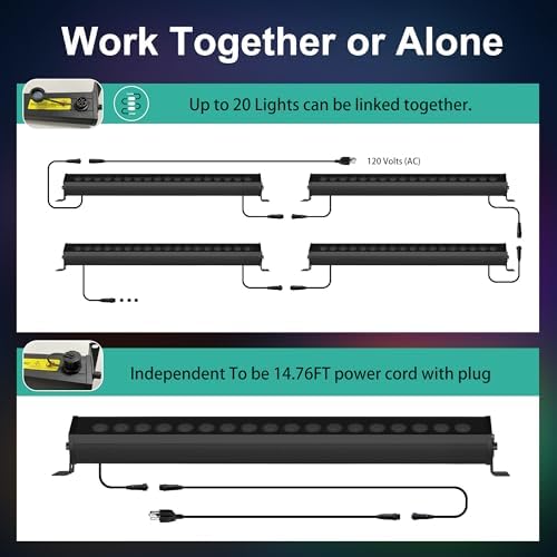 Linkable Smart RGBCW Wall Washer Light Bar 90W - 2700K-6500K Tunable White LED Bar with App & RF Remote, 16, alternate view 2