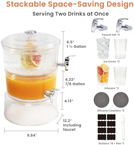 LISI Drink Dispensers for Parties, 2 Gallon Beverage Dispenser with Stand, alternate view 6