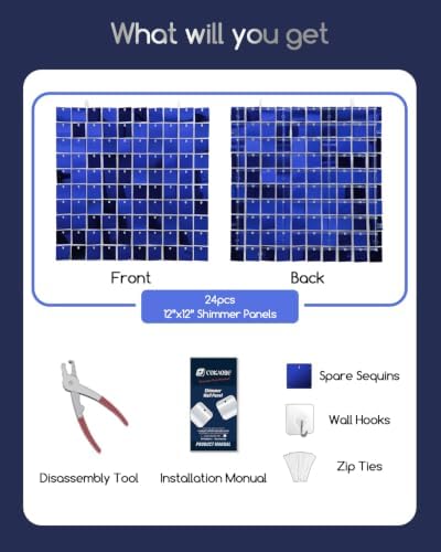 LiteGrid Series Shimmer Wall Backdrop - 24Pcs Blue, alternate view 2