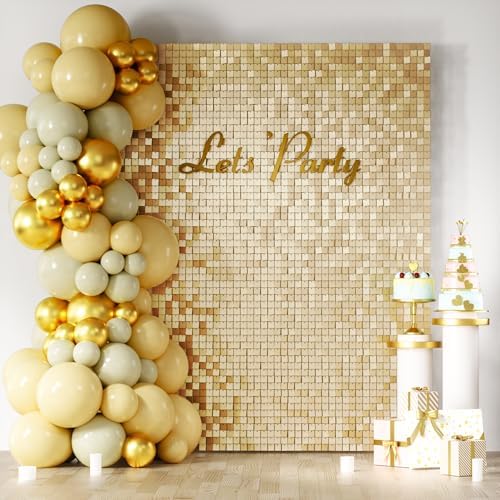 LiteGrid Series Shimmer Wall Backdrop - 24Pcs Champagne Gold