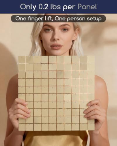 LiteGrid Series Shimmer Wall Backdrop - 24Pcs Champagne Gold, alternate view 3