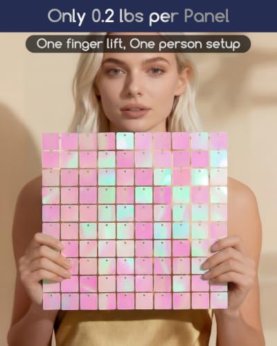 LiteGrid Series Shimmer Wall Backdrop - 24Pcs Iridescent Pink, alternate view 3