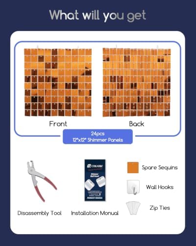 LiteGrid Series Shimmer Wall Backdrop - 24Pcs Orange, alternate view 2