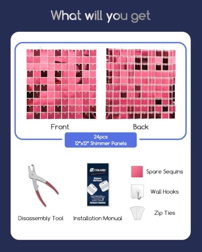 LiteGrid Series Shimmer Wall Backdrop - 24Pcs Pink, alternate view 2