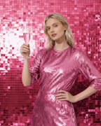 LiteGrid Series Shimmer Wall Backdrop - 24Pcs Pink, alternate view 5