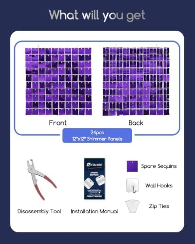 LiteGrid Series Shimmer Wall Backdrop - 24Pcs Purple, alternate view 2