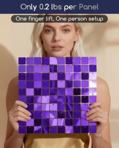 LiteGrid Series Shimmer Wall Backdrop - 24Pcs Purple, alternate view 3