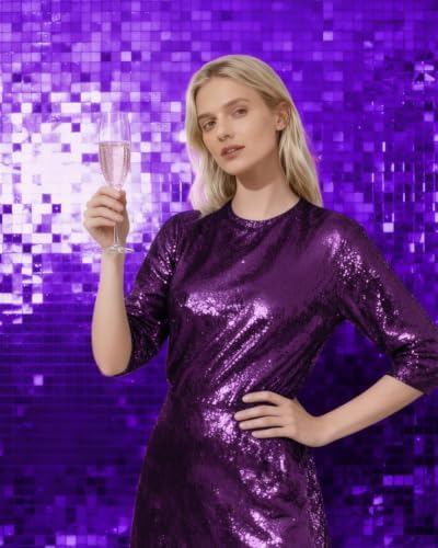 LiteGrid Series Shimmer Wall Backdrop - 24Pcs Purple, alternate view 5