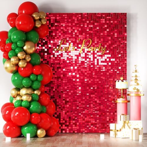 LiteGrid Series Shimmer Wall Backdrop - 24Pcs Red